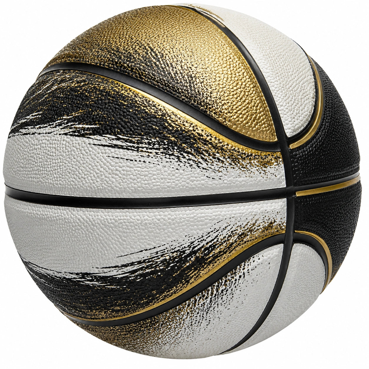 Ballon de Basketball Design Noir, Or et Blanc