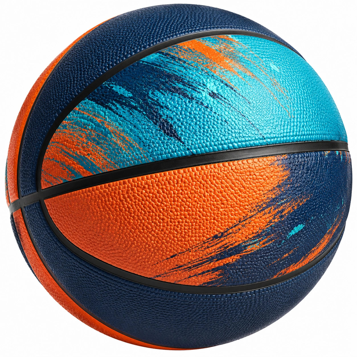 Ballon de basketball extérieur bleu, orange et cyan