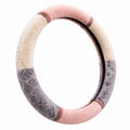 Housse de volant en peluche rose et gris 37-38 cm