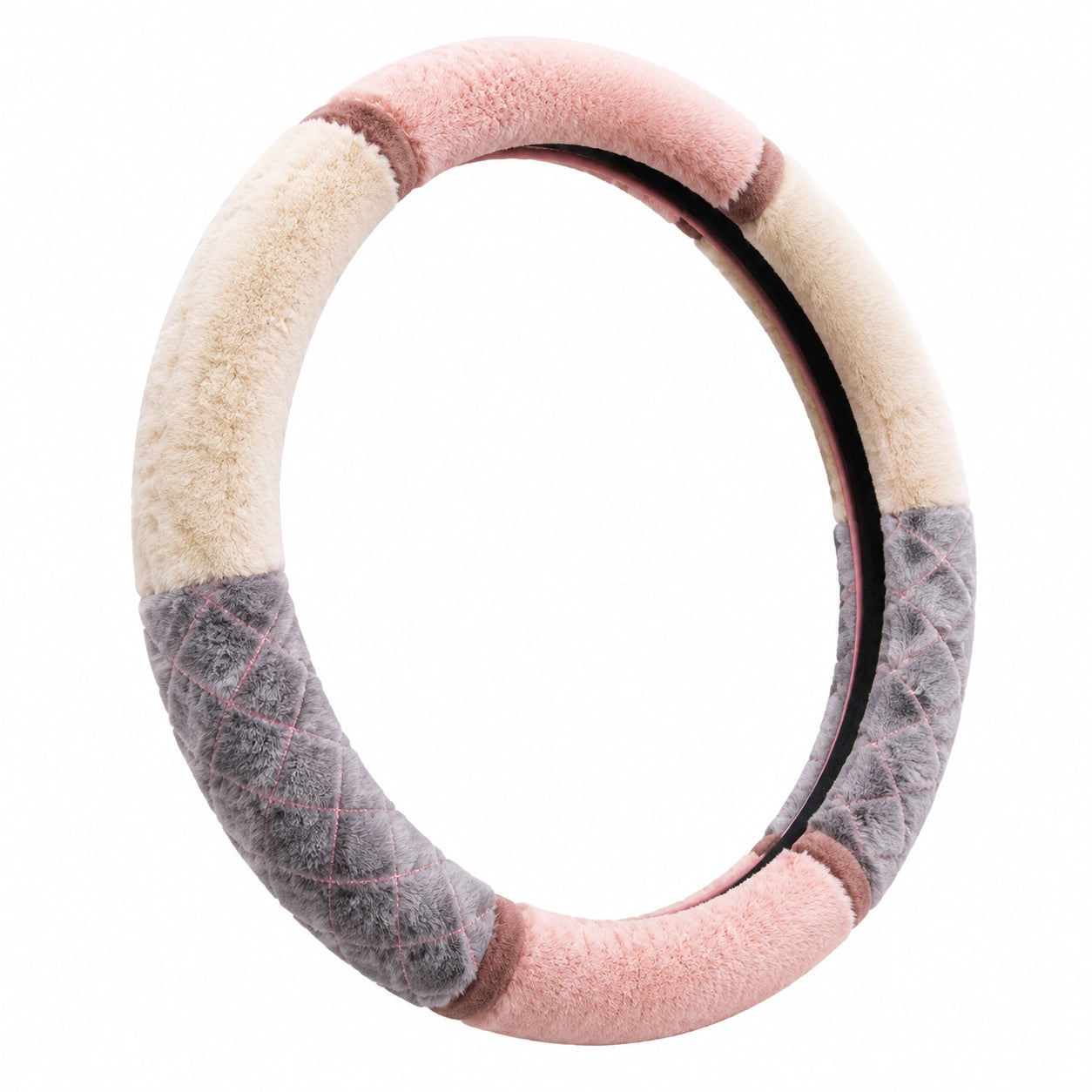 Housse de volant en peluche rose et gris 37-38 cm
