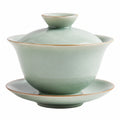 Gaiwan en Porcelaine Vert Céladon avec Couvercle et Soucoupe