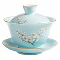 Gaiwan en Porcelaine Bleue avec Motif Fleur de Prunier