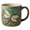 Mug en céramique vert avec libellule en relief