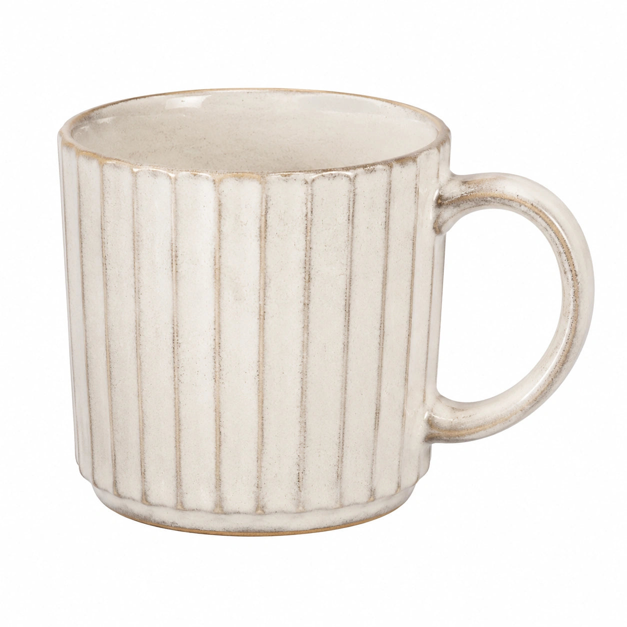 Mug en céramique nervuré beige 350 ml