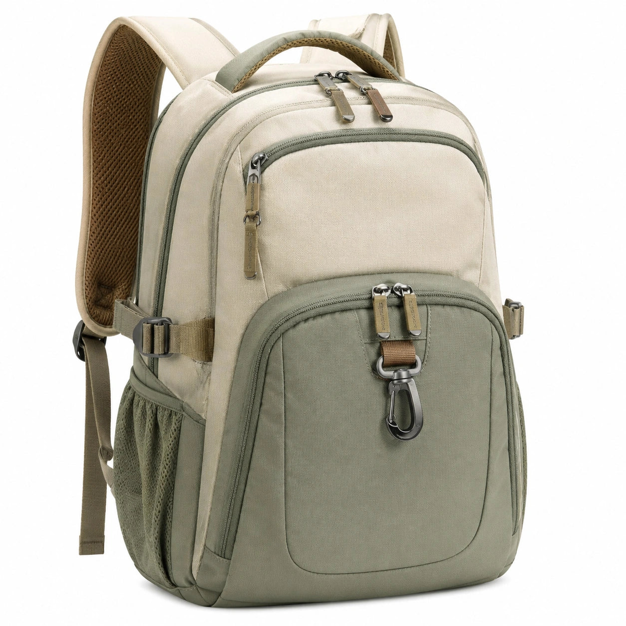 Sac à dos unisexe grande capacité beige et vert 20L