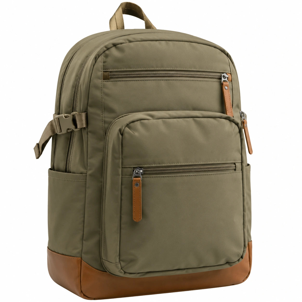 Sac à dos kaki avec poches multiples et base renforcée