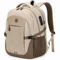 Sac à dos antivol beige et marron avec port USB