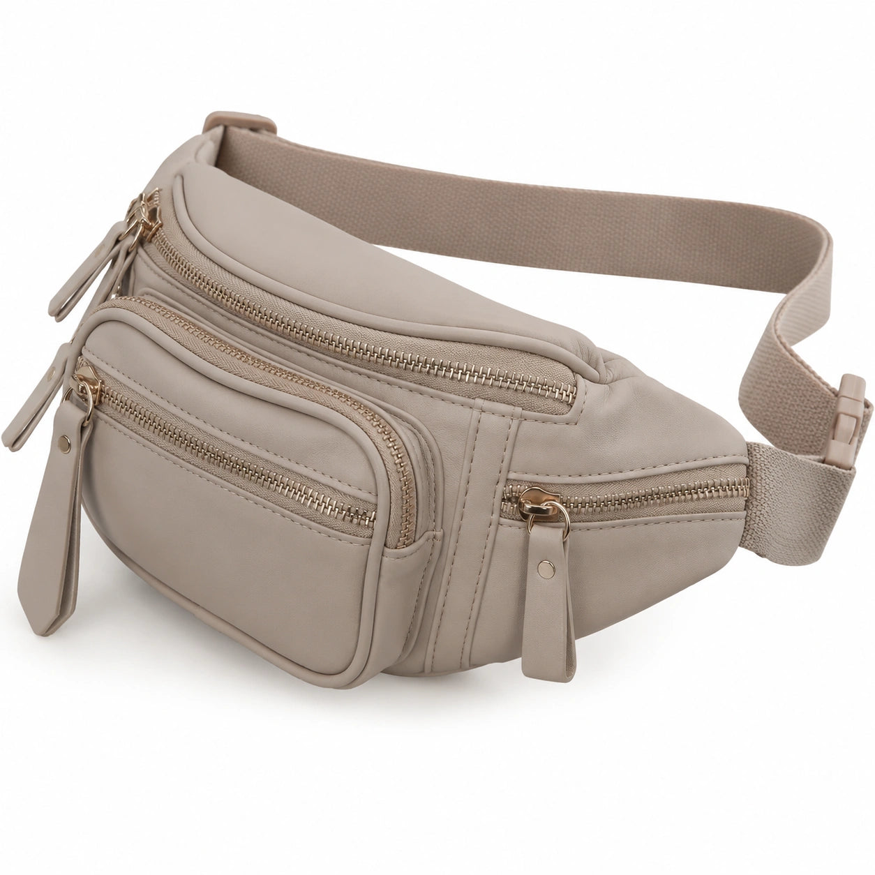 Sac banane unisexe multi-poches taupe