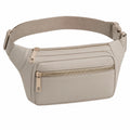 Sac banane élégant pour femme avec fermeture éclair beige