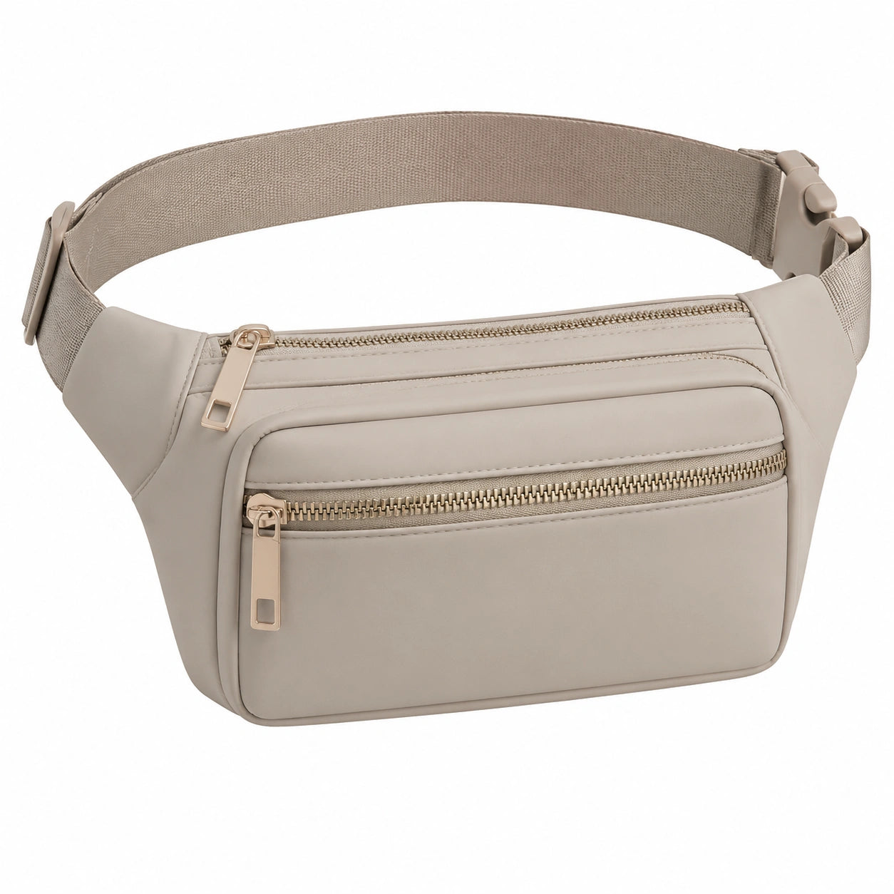 Sac banane élégant pour femme avec fermeture éclair beige