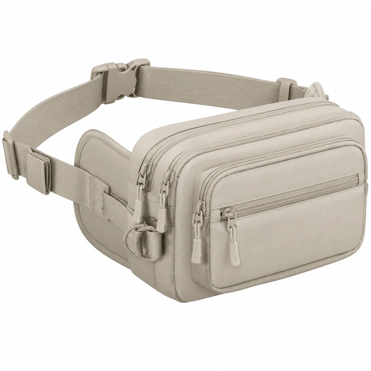Sac banane beige unisexe avec compartiments multiples