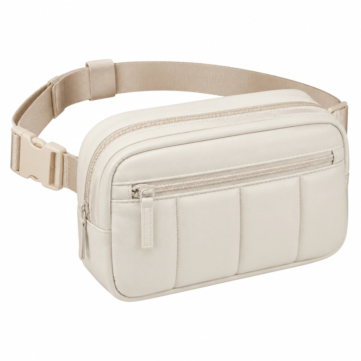 Sac banane décontracté beige avec fermeture éclair