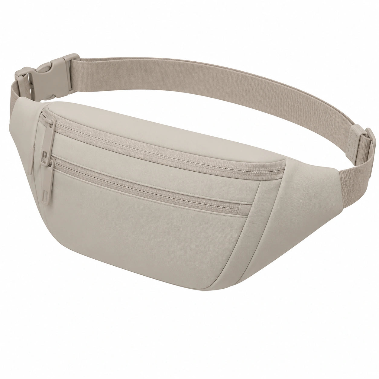 Sac banane beige avec fermeture éclair pour usage quotidien