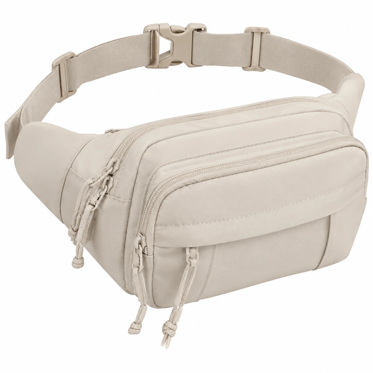 Sac banane beige élégant avec fermetures éclair