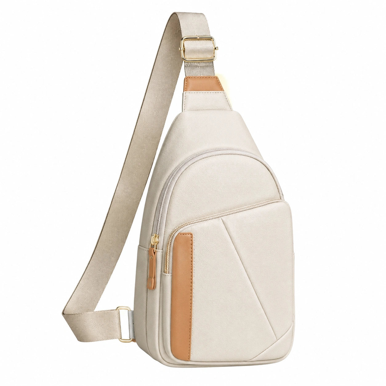 Sac à bandoulière unisexe moderne beige et marron