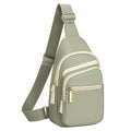Sac bandoulière moderne vert sauge avec fermetures éclair