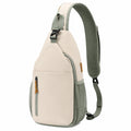 Sac à bandoulière unisexe beige et vert avec compartiment zippé