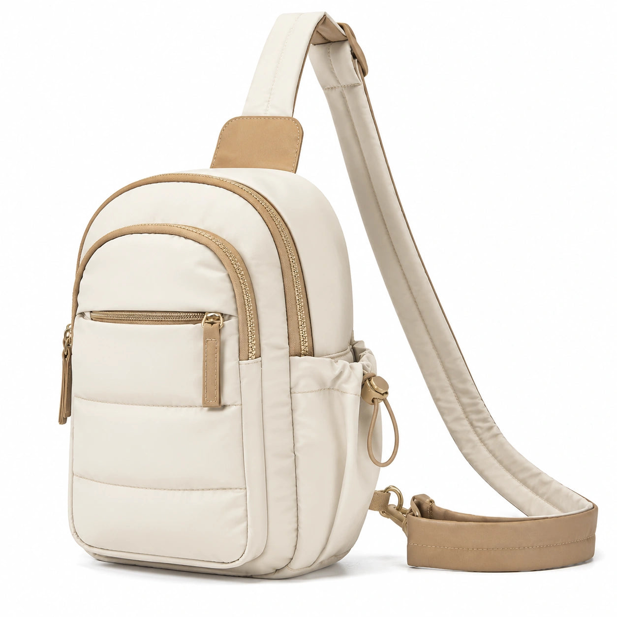 Sac à bandoulière minimaliste beige avec finition élégante