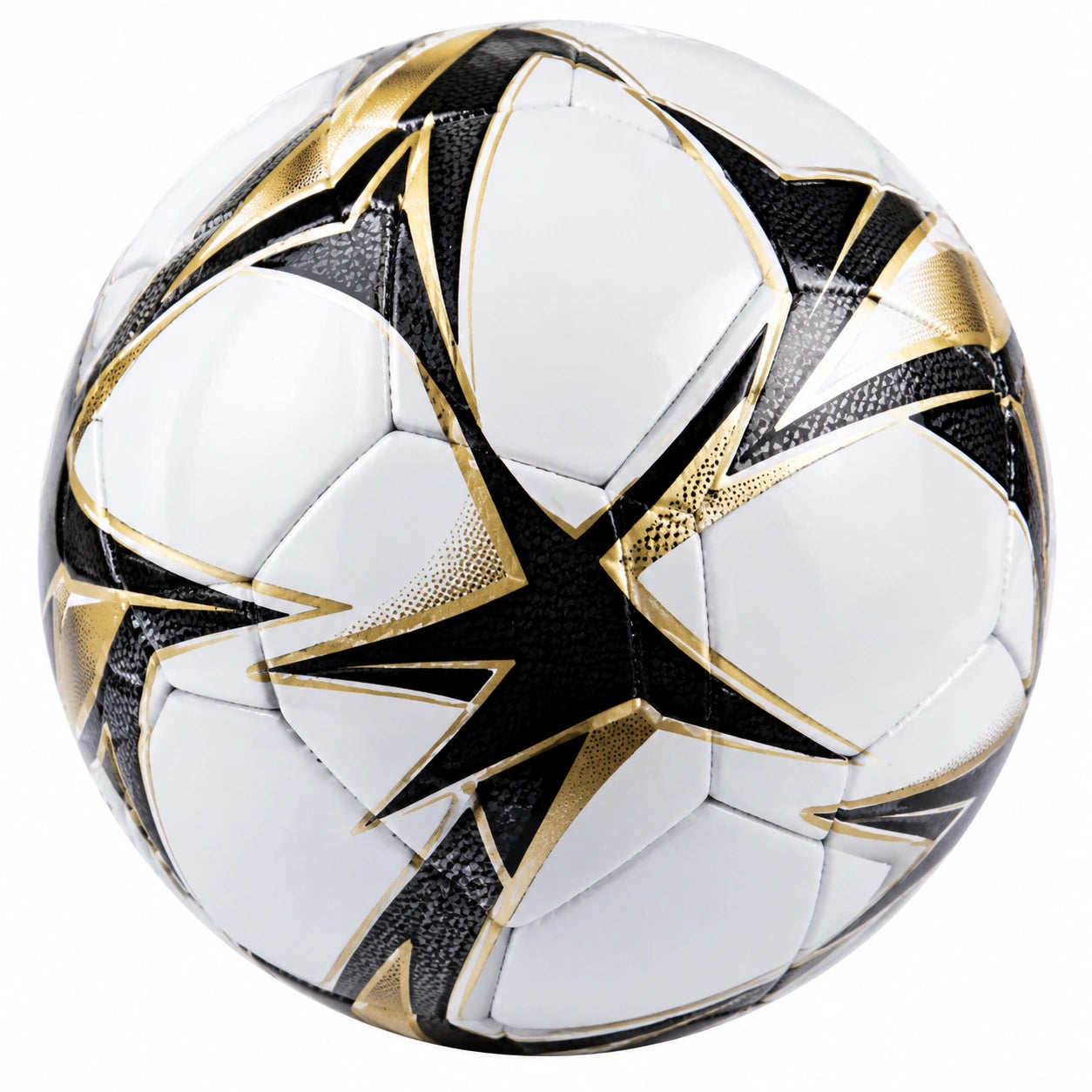 Ballon de football blanc, noir et doré, 69 cm, cousu