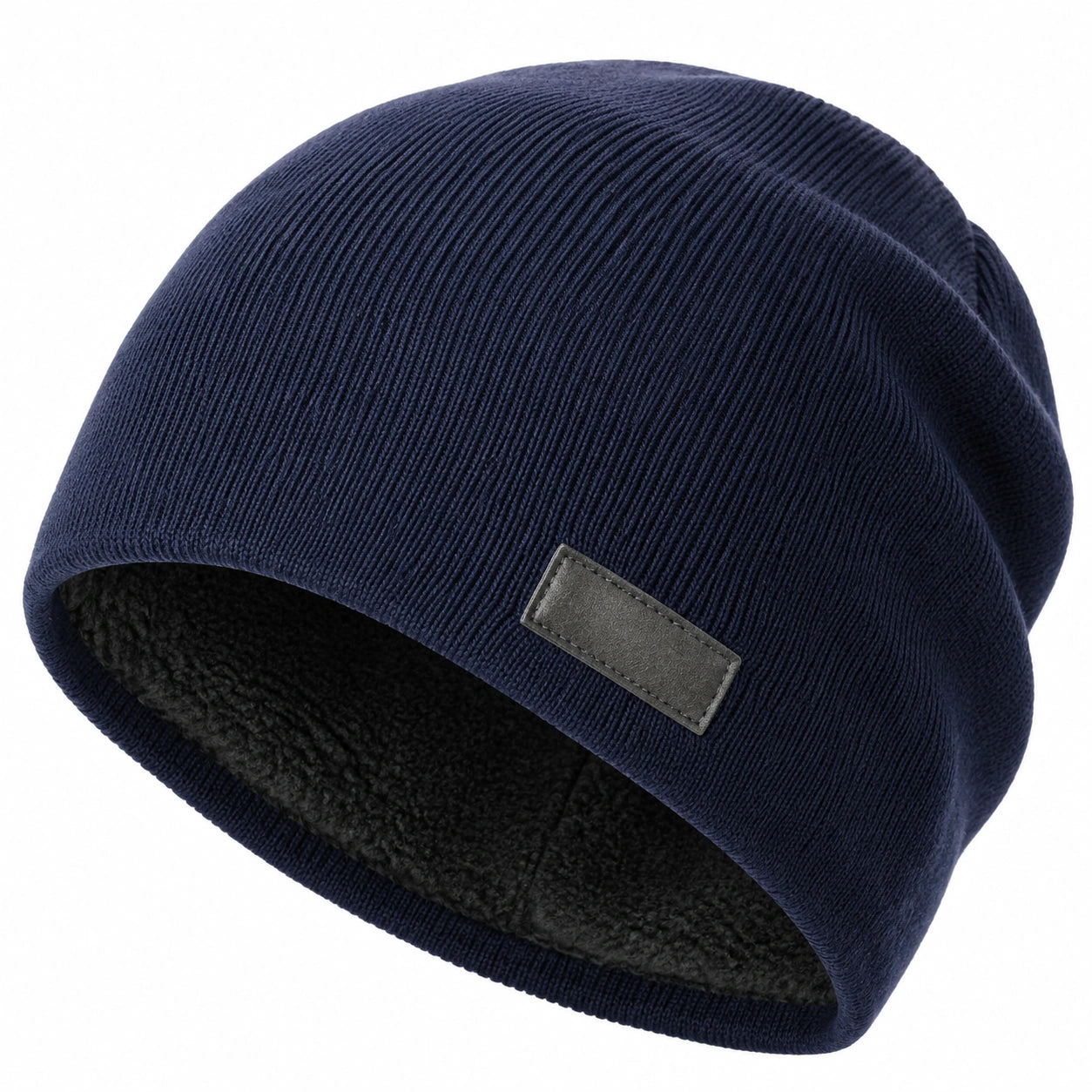 Bonnet d'hiver chaud doublé polaire bleu marine