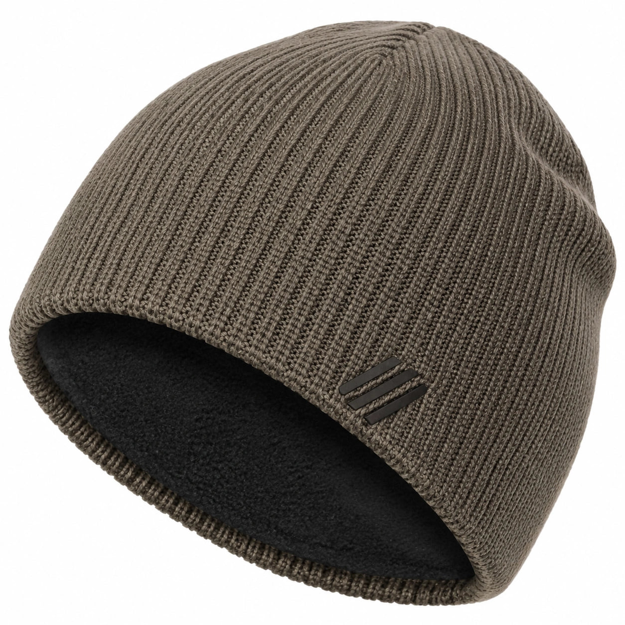 Bonnet en tricot doublé polaire marron