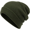 Bonnet en Tricot Uni pour Adultes Vert Foncé