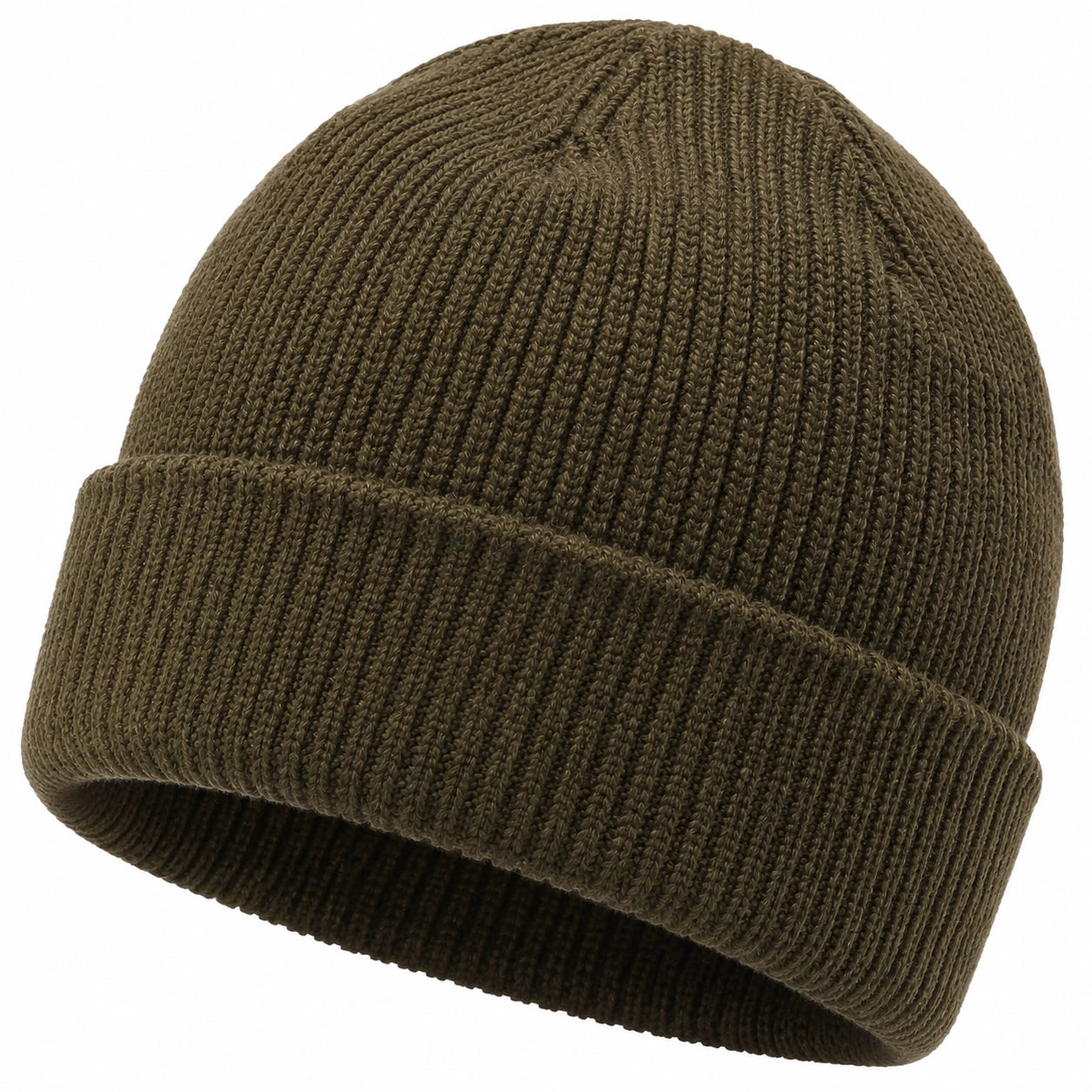 Bonnet en tricot côtelé unisexe vert kaki
