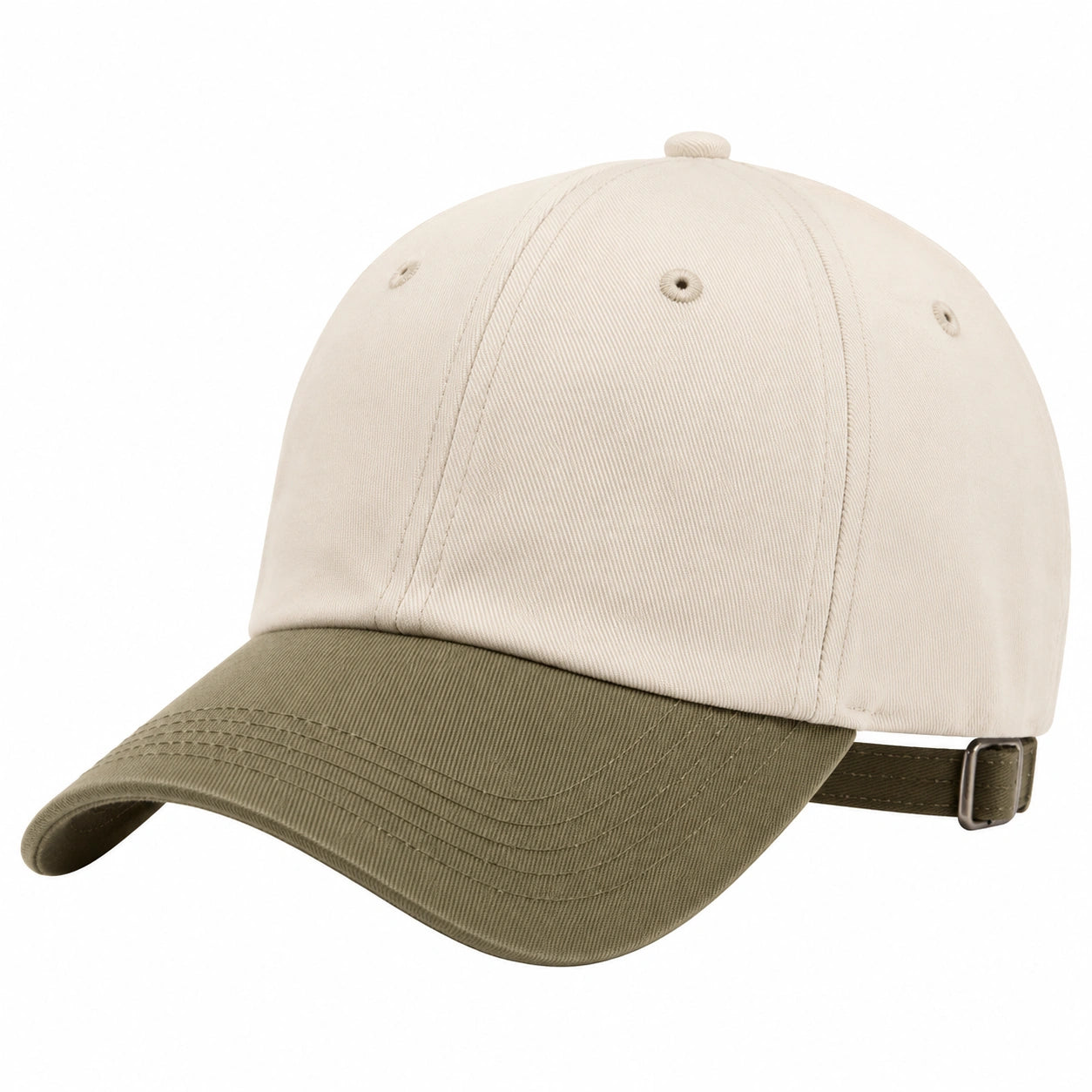 Casquette de baseball bicolore beige et verte réglable