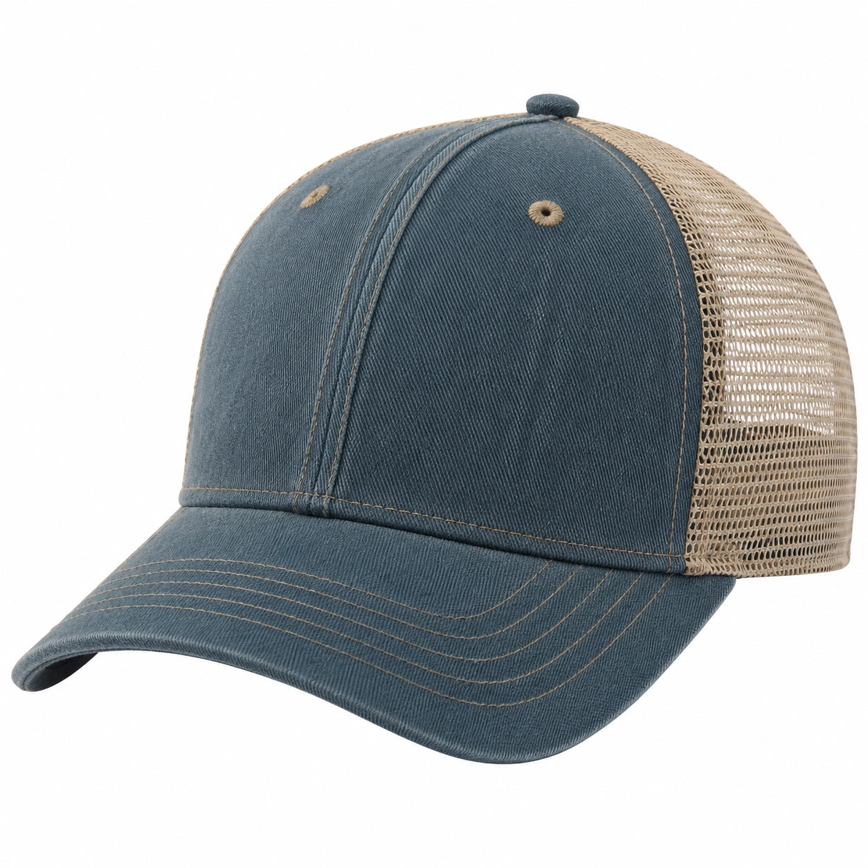 Casquette Trucker Réglable Bleu et Beige