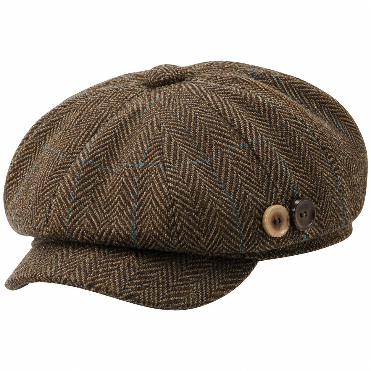Casquette Gavroche Brune avec Boutons Décoratifs