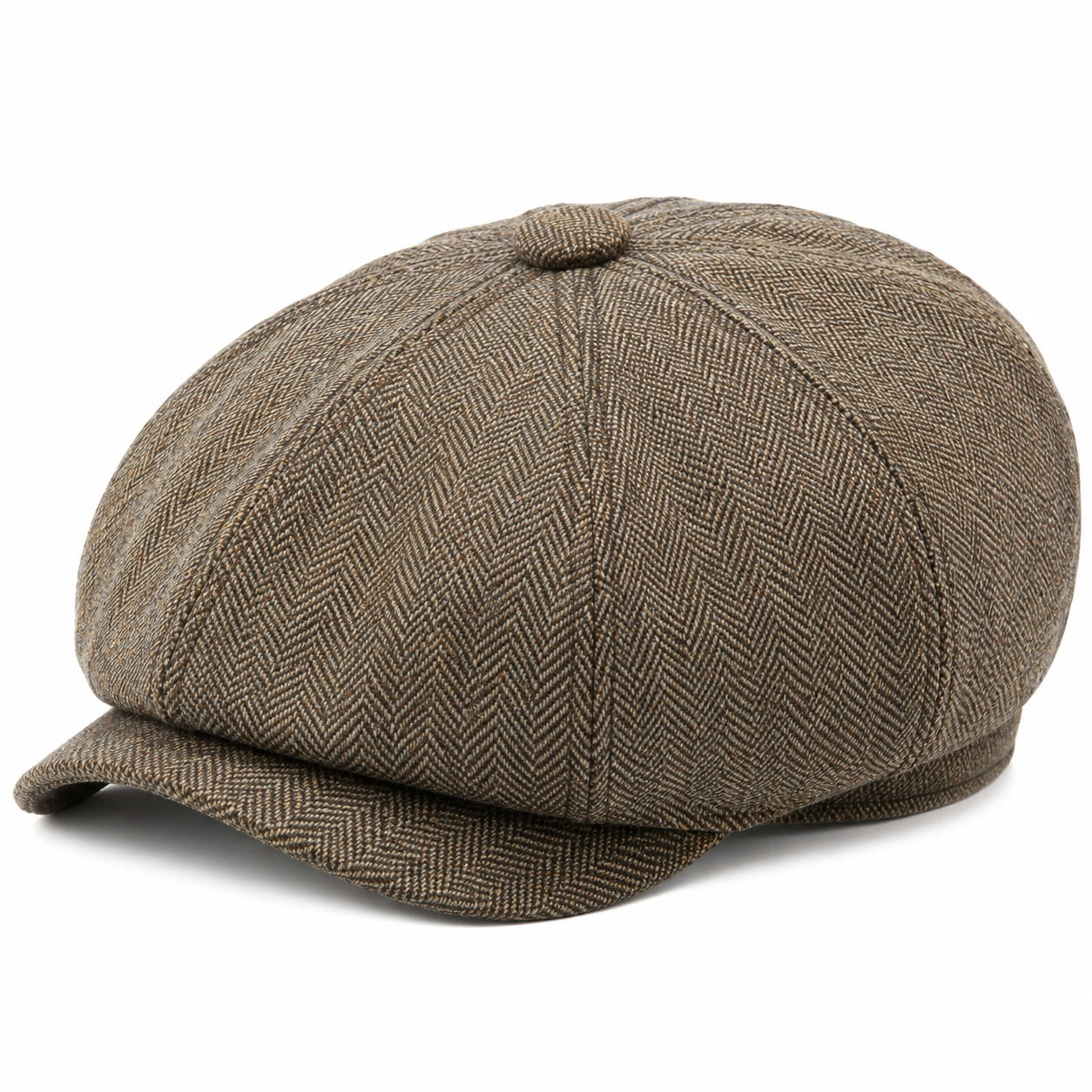 Casquette Gavroche Marron à Motifs Chevrons