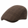 Casquette Plate Classique en Carreaux Marron