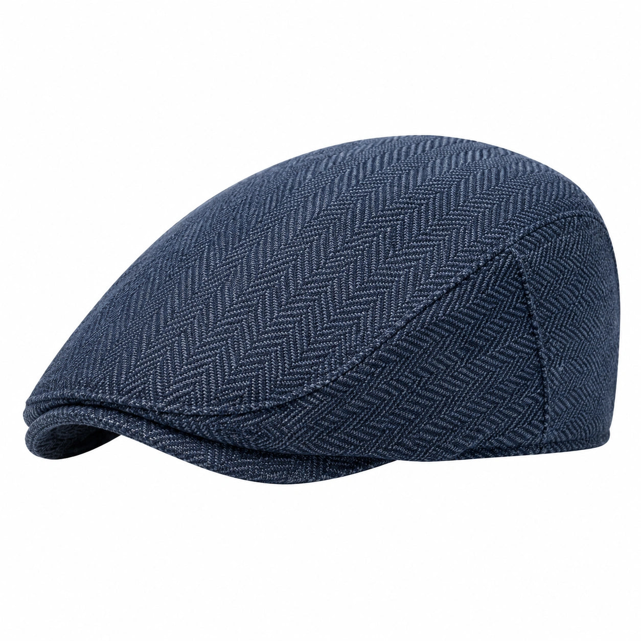 Casquette Plate Homme Bleu Marine à Motif Chevron