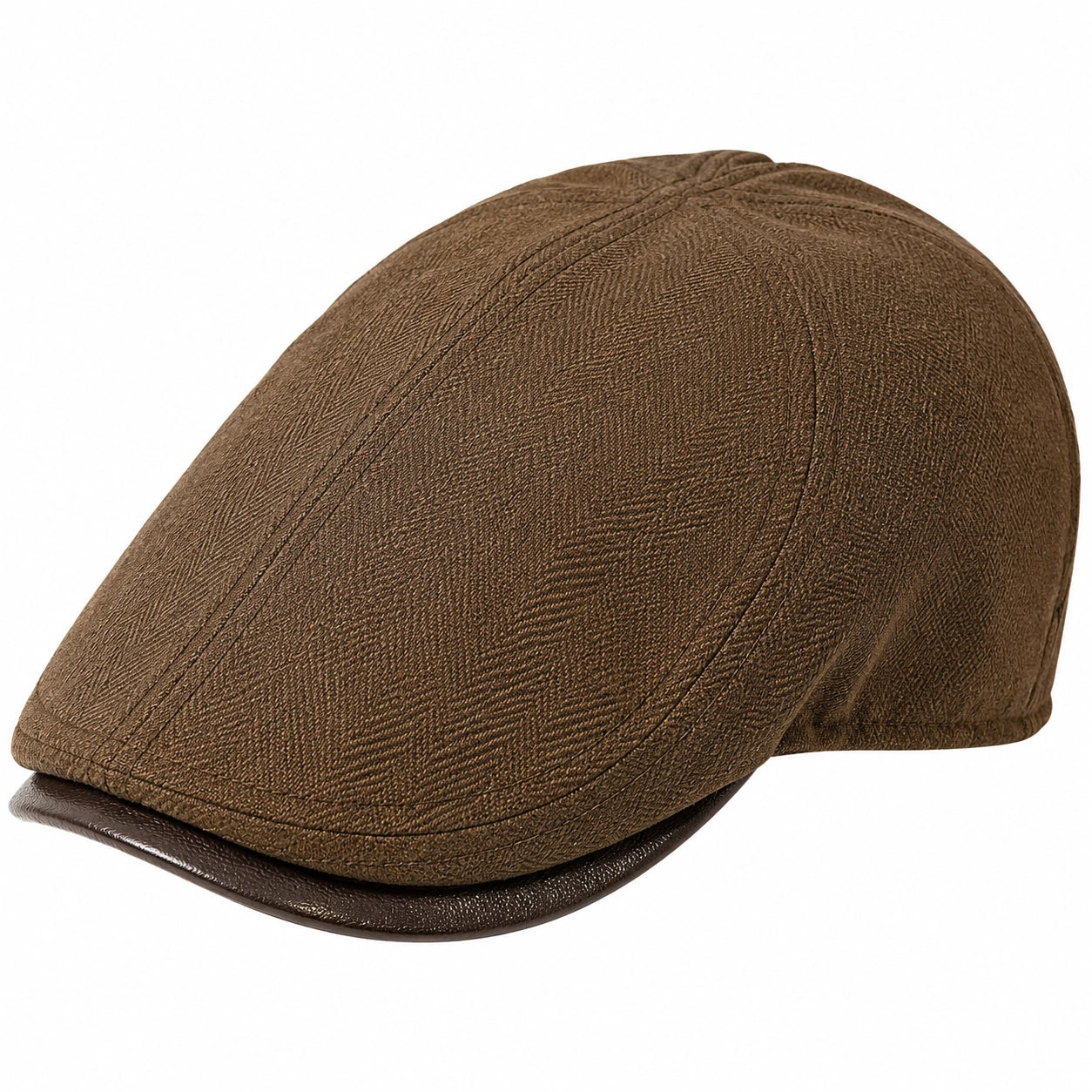 Casquette Plate Homme Marron avec Visière