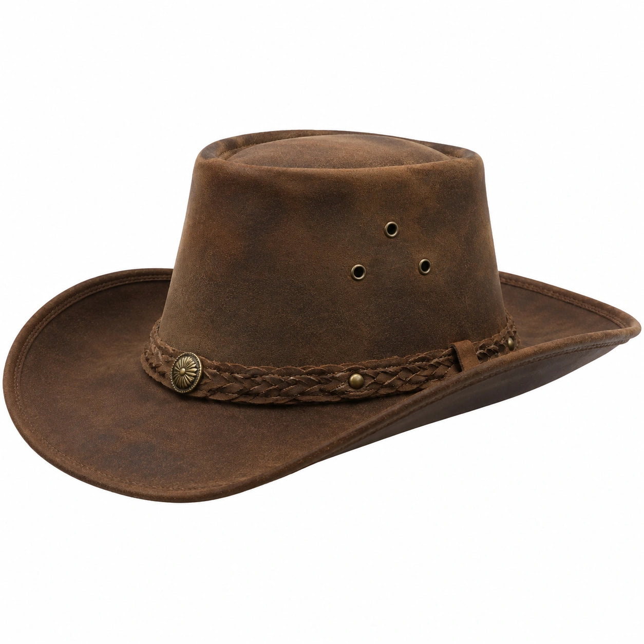 Chapeau Cowboy Vintage en Cuir Marron