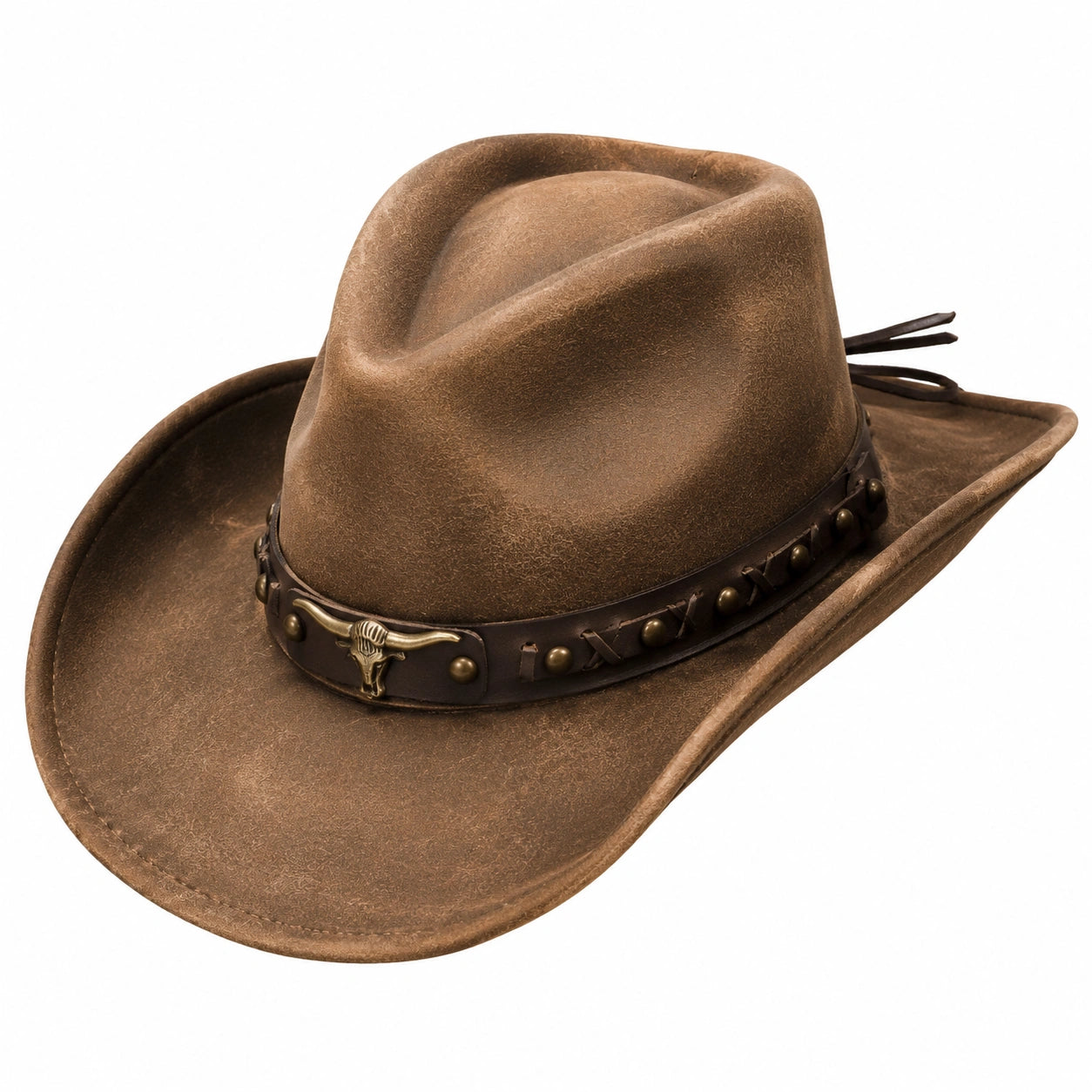 Chapeau Cowboy Marron avec Détails en Métal