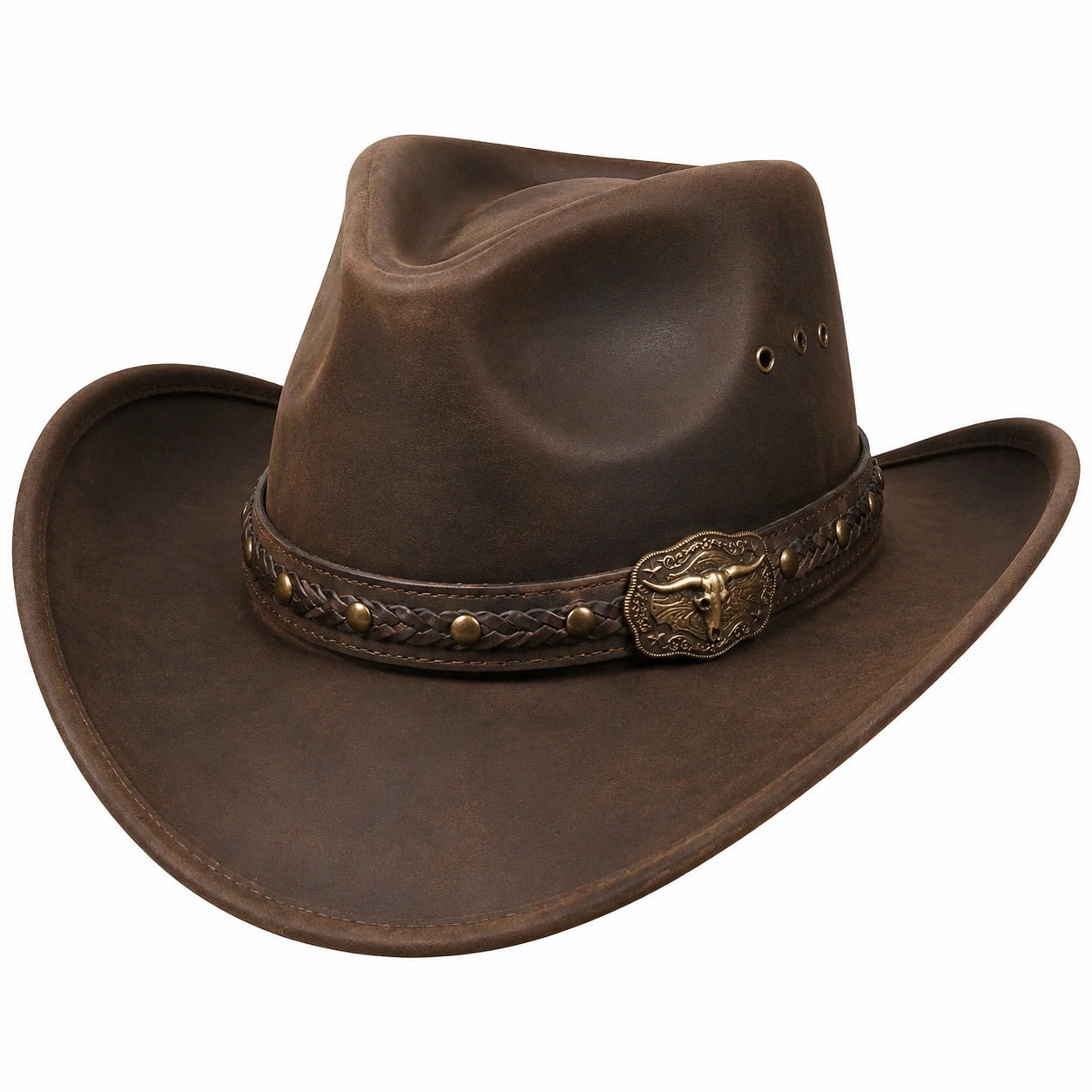 Chapeau de Cowboy Marron Classique avec Boucle en Métal