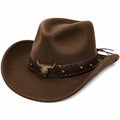 Chapeau Cowboy Marron avec Détail Métallique