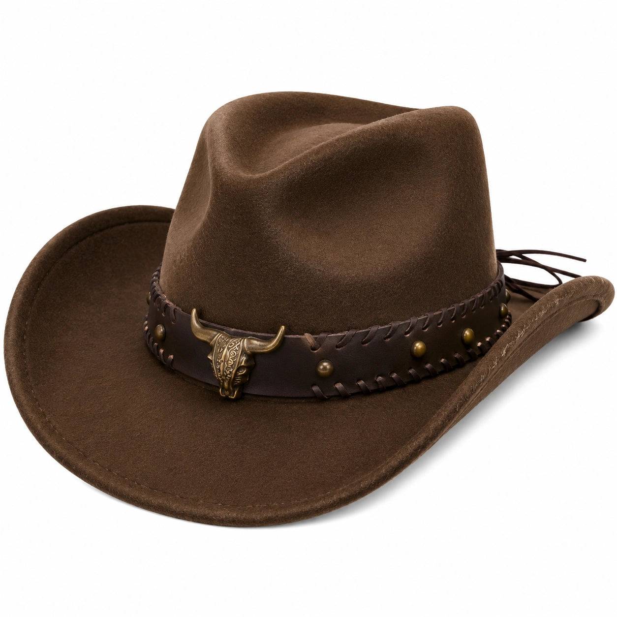 Chapeau Cowboy Marron avec Détail Métallique